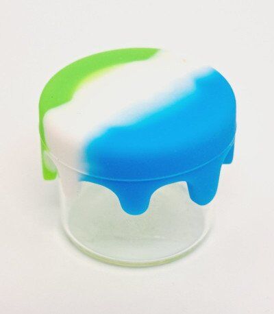 Vape Ape Small Glass Jar w/Silicone Lid Blue/White/Green
